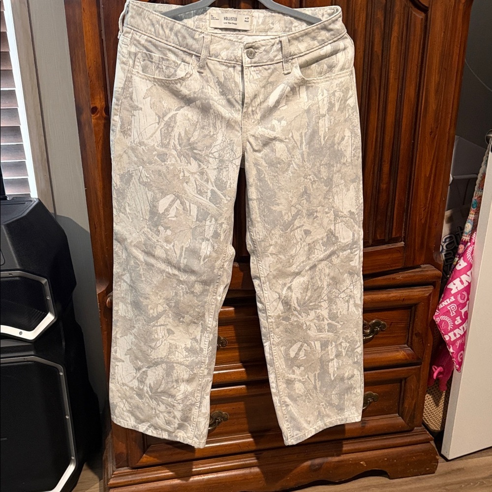 Beige Camouflage Print Jeans